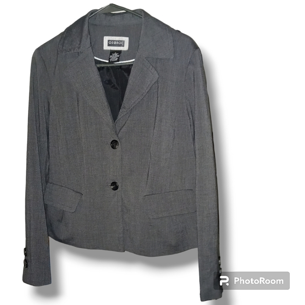 🤑 EUC GEORGE Gray 2 Button Blazer Size 14
